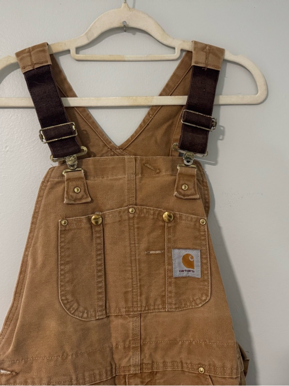 Carhartt Brown Canvas Overalls with Dark Brown Straps